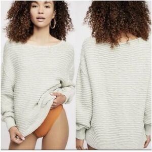 Free People Ribbed Knit Sweater - Light Cream